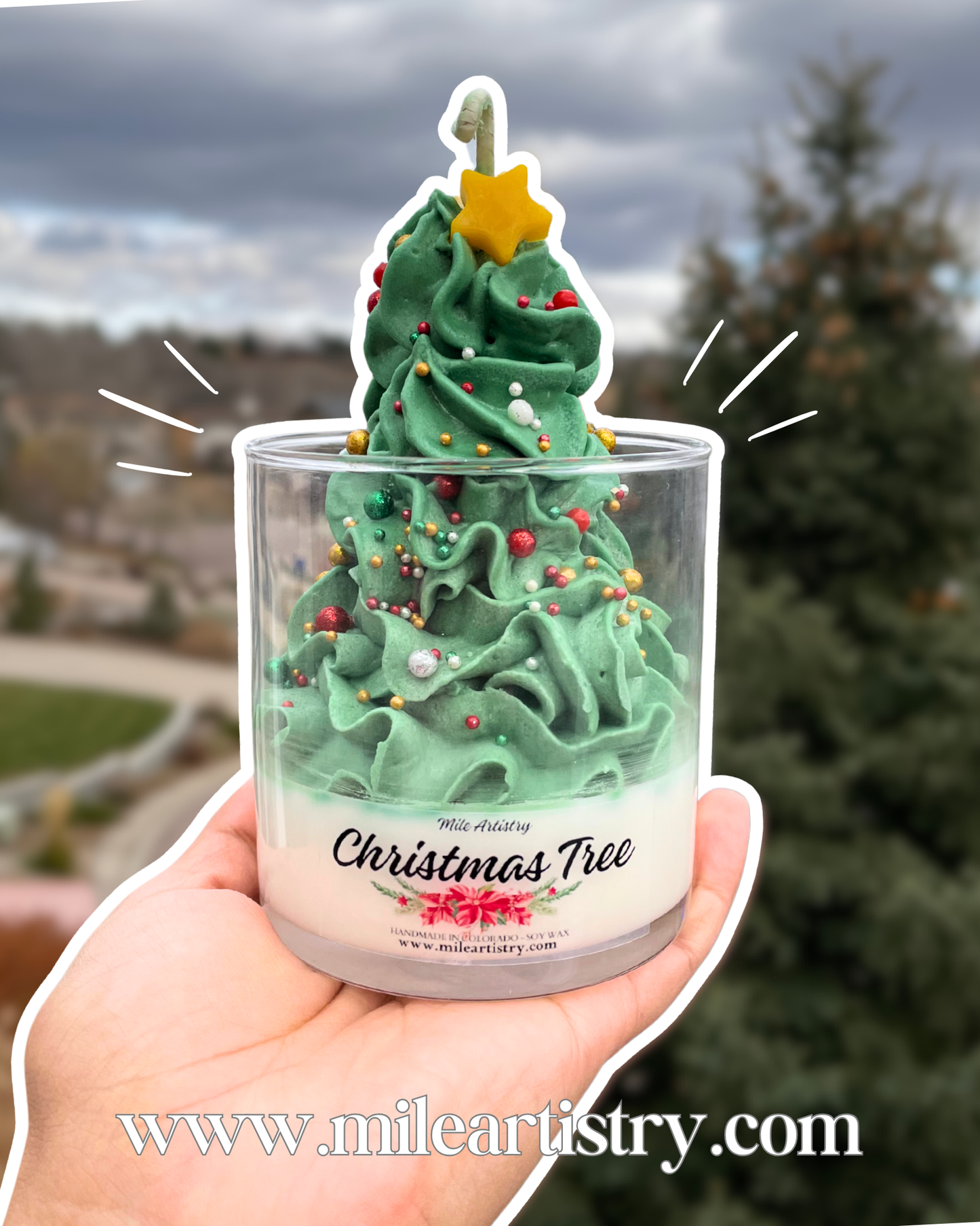 🌲✨ Blue Spruce Christmas Tree Candle